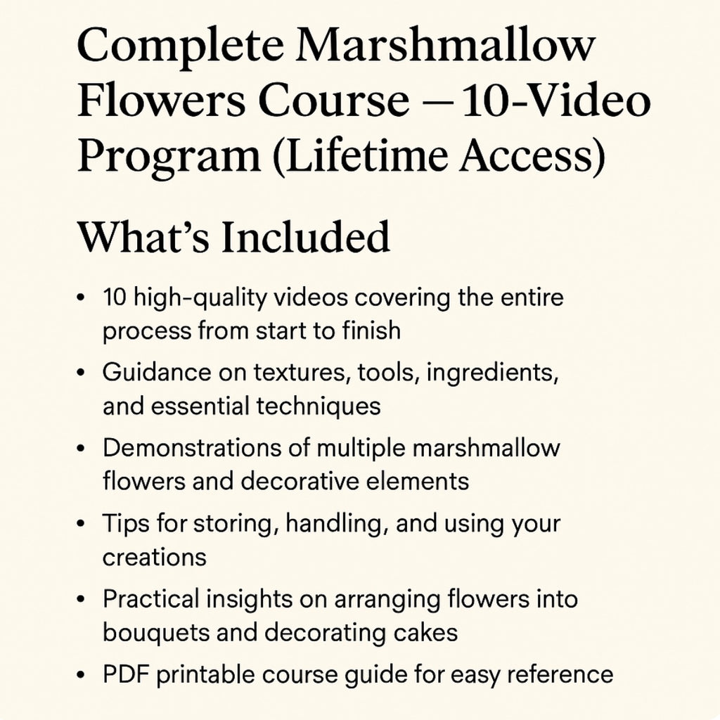 Marshmallow Flowers for Beginners (10 videos course)