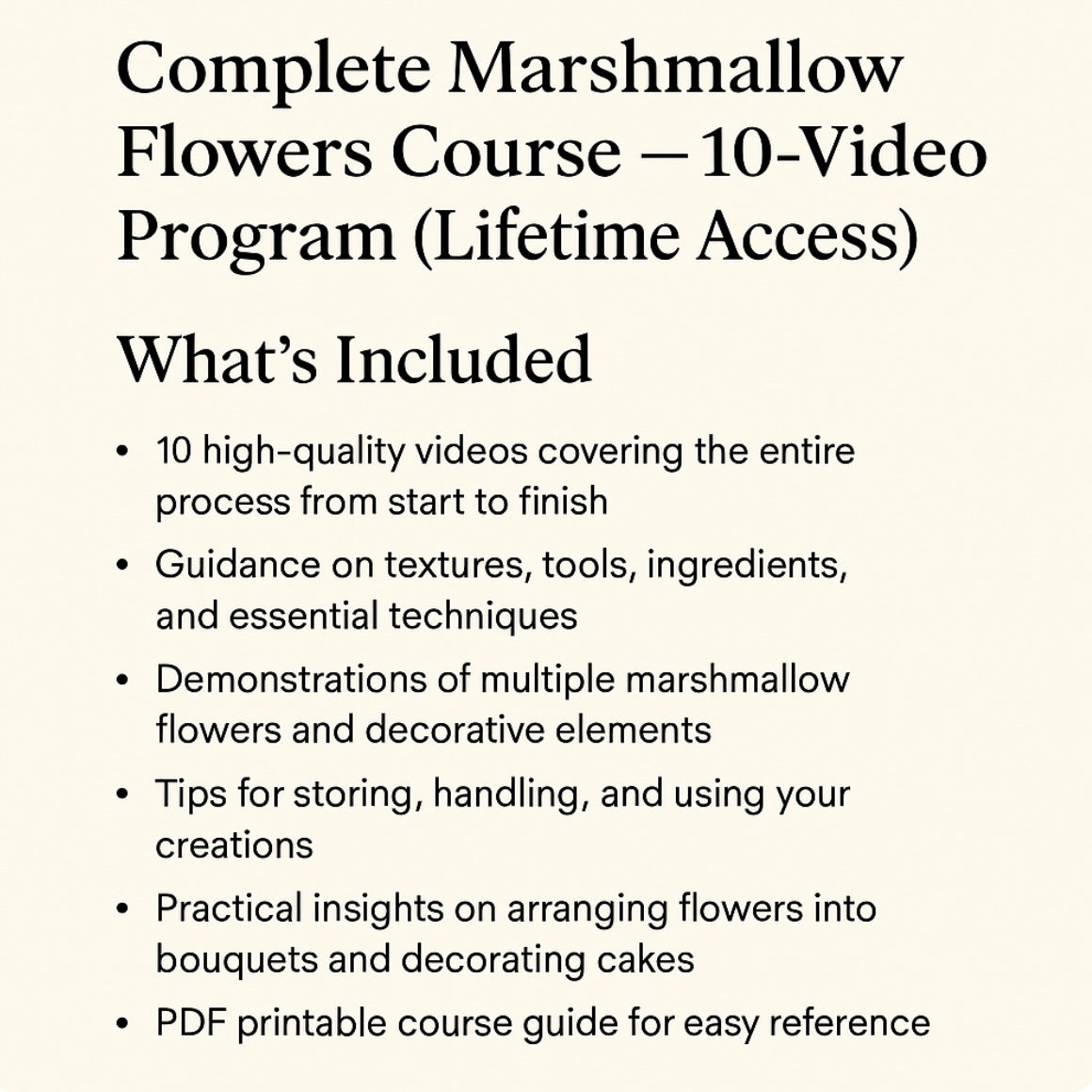 Marshmallow Flowers for Beginners (10 videos course)